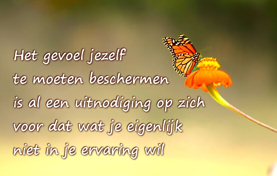 jezelf willen beschermen is al een uitnodiging op zich voor dat wat je niet wilt